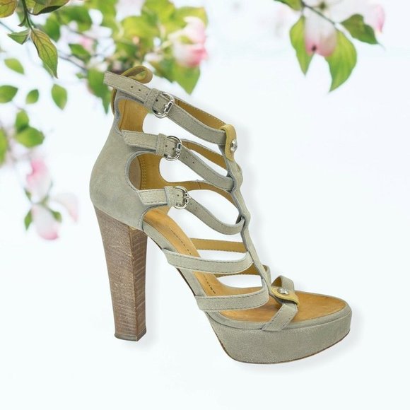 GIUSEPPE ZANOTTI Beige Suede GLADIATOR Platforms - Picture 1 of 9